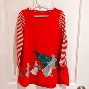 Mini Boden Girls Holiday applique dress size 4-5